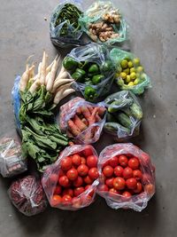 High angle view of fruits for sale in market