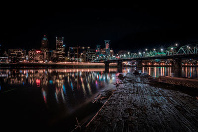 Illuminated city at night