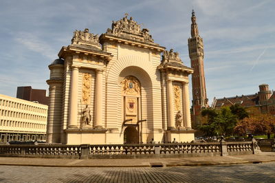 Low angle view of temple against sky