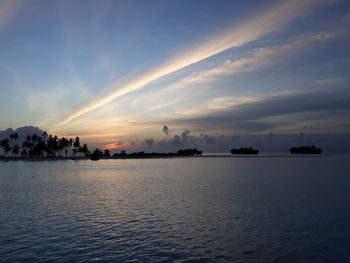 Scenic view of sea against sky at sunset