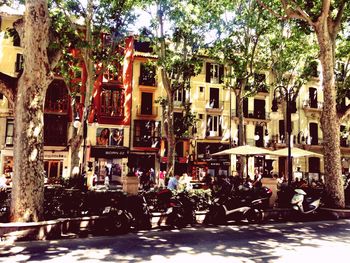Woman walking on city street