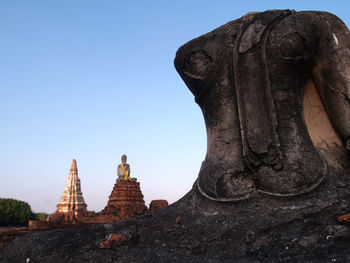 Statue of temple against clear sky