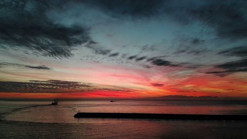 Scenic view of sea during sunset