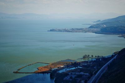 High angle view of sea against sky