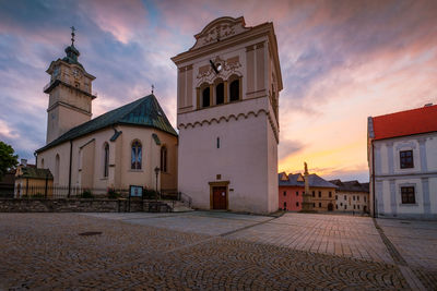 Gothic church and renaissance bell tower in spisska sobota.