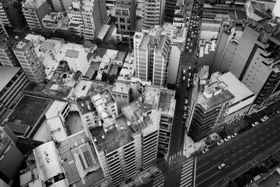 High angle view of buildings and city street