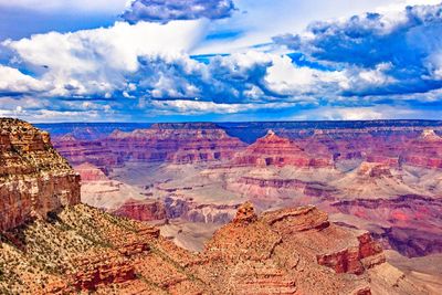 Panoramic view of landscape against cloudy sky