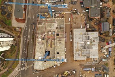 High angle view of lidl construction site