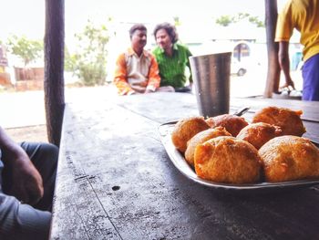 View of breakfast on table