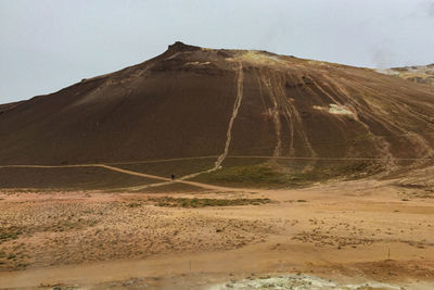 Scenic view of arid landscape against clear sky