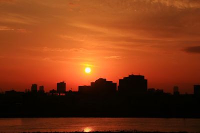 View of city at sunset