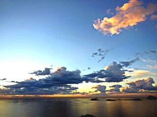 Scenic view of sea against cloudy sky