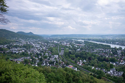 High angle view of townscape against sky