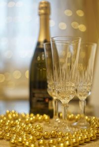 Close-up of wine in glass on table