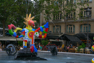 View of multi colored balloons statue