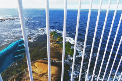 Close-up of blue sea against sky