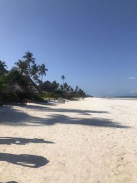 Scenic view of beach against clear sky