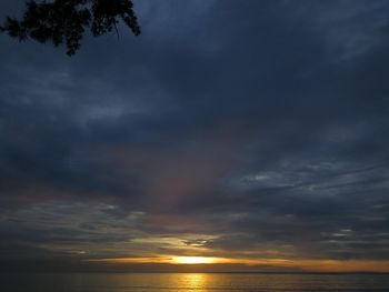 Scenic view of sea against dramatic sky