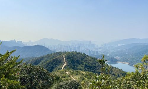 Scenic view of mountains against clear sky