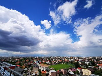 High angle view of townscape against sky