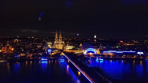 Illuminated city at night