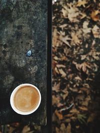 Directly above shot of cappuccino on table