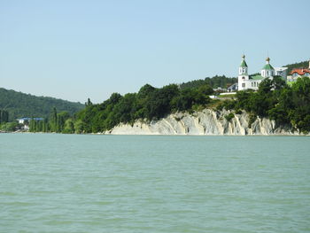 Scenic view of sea against clear sky