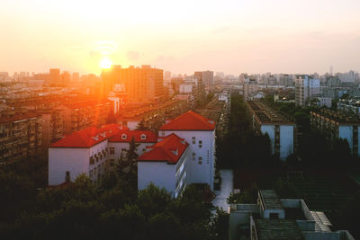 High angle shot of cityscape