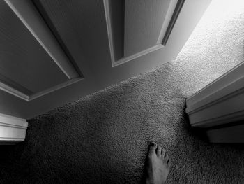 High angle view of staircase in building