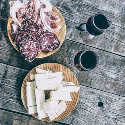 High angle view of drink on table