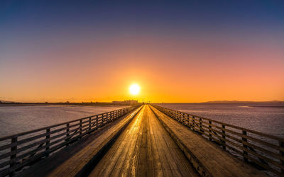 Scenic view of sea against clear sky during sunset