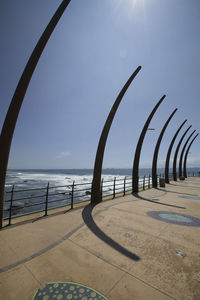 View of jetty on beach against clear sky