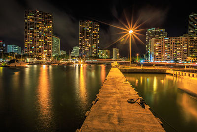 Illuminated city at night