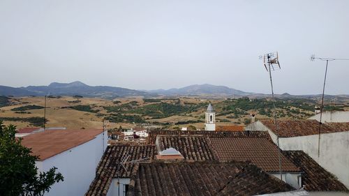 High angle view of townscape against sky