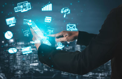 Man using smart phone