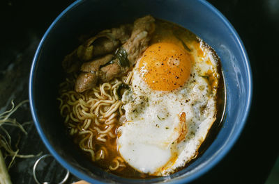 High angle view of breakfast served in bowl