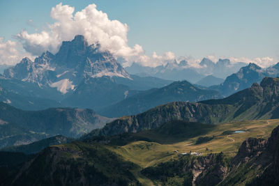 Scenic view of mountain range against sky