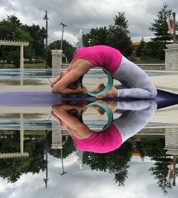 Girl standing in lake