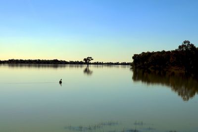 Scenic view of lake against clear sky