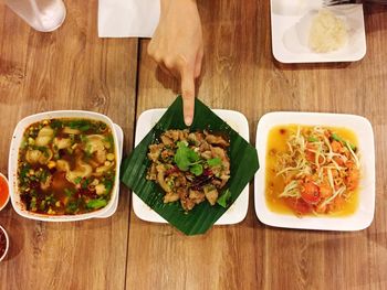 High angle view of food on table