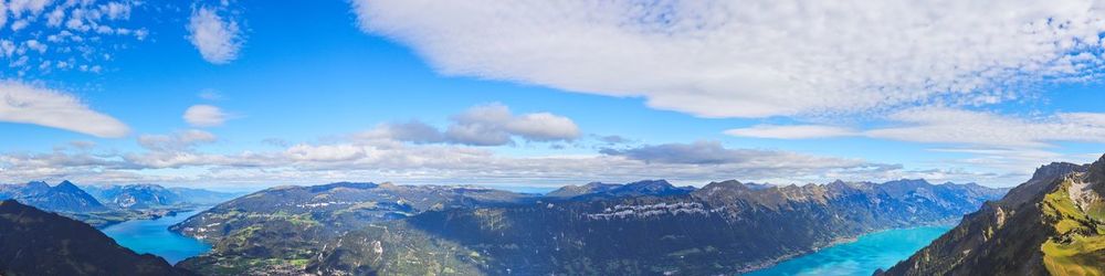 Panoramic view of snowcapped mountains against sky