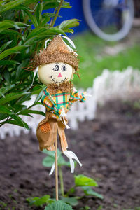 Close-up of stuffed toy on field