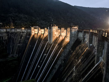 General view of a water dam in spain at dawn