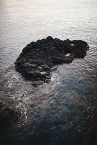 High angle view of rock formation in sea