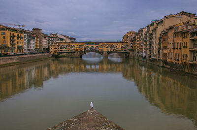 Panoramic view of bridge in the arno river, florence, tuscany