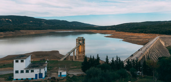 Scenic view of lake against sky