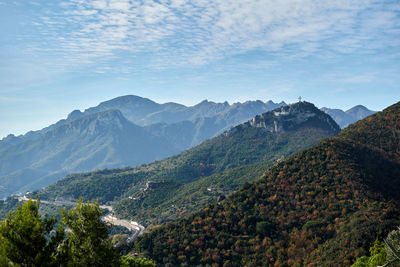 Scenic view of mountains against sky