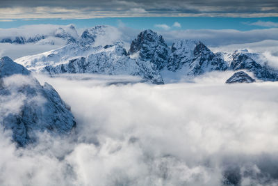 View from sass pordoi, dolomites. italy