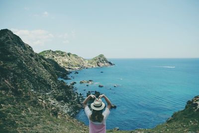 Scenic view of sea against clear sky