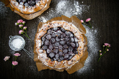 High angle view of cake on table